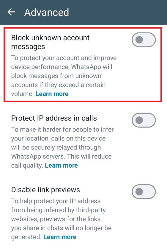 Block unknown in WA UI