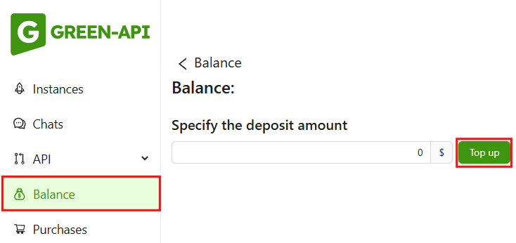 Pay for an instance from your balance