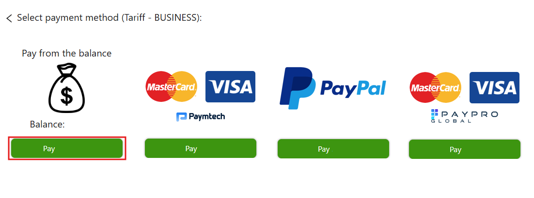 Pay for an instance from balance