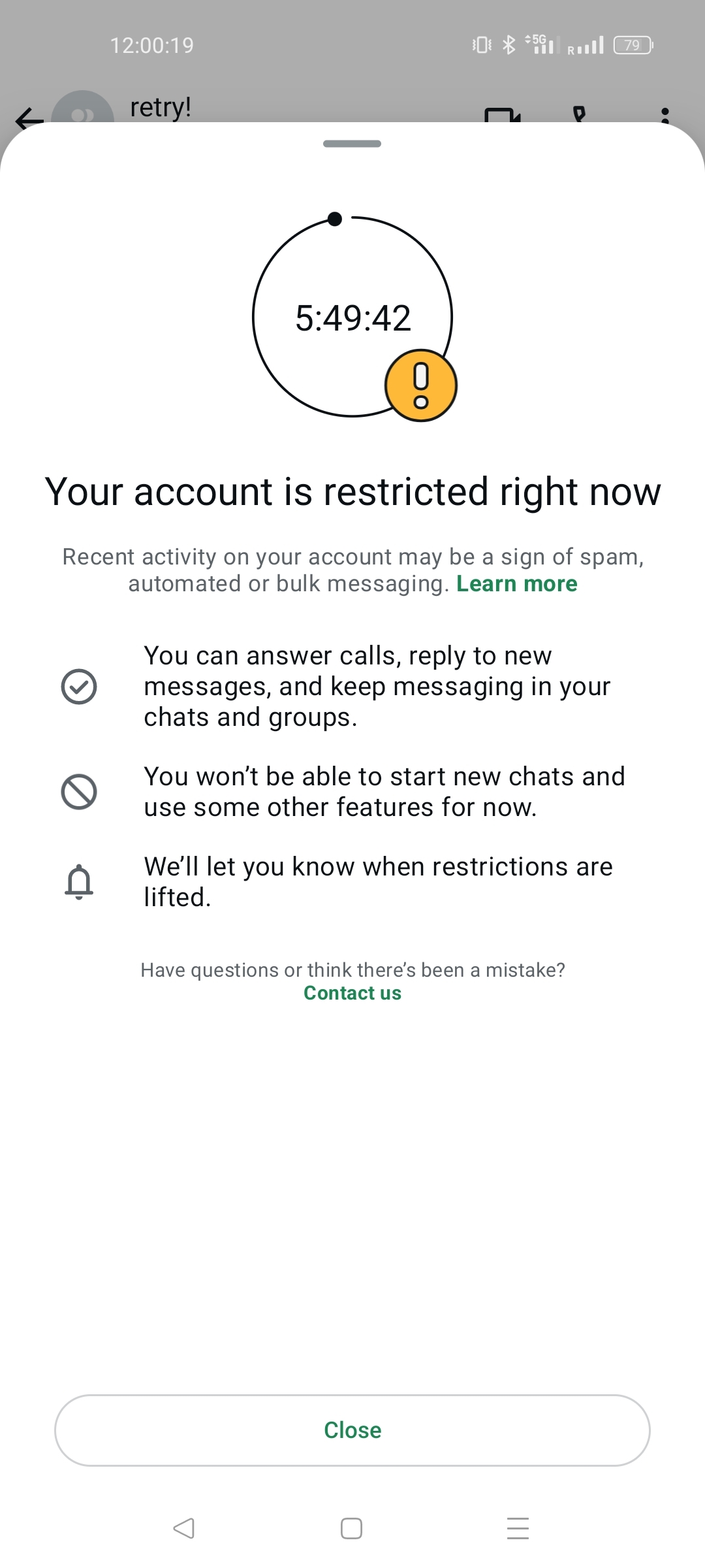 Your account has restrictions