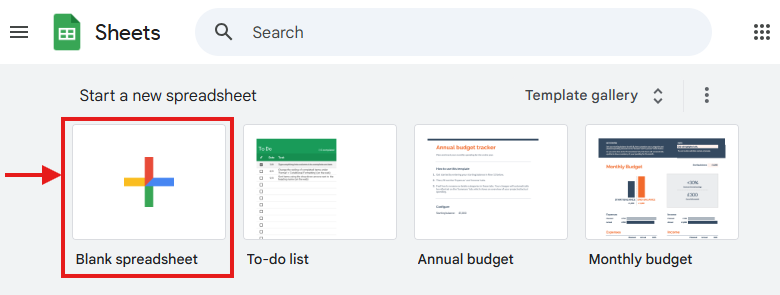 Create an empty spreadsheet