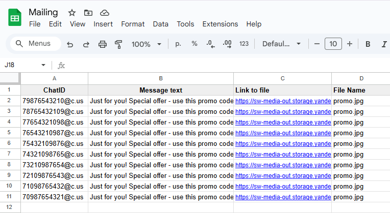Table with numbers, text and links