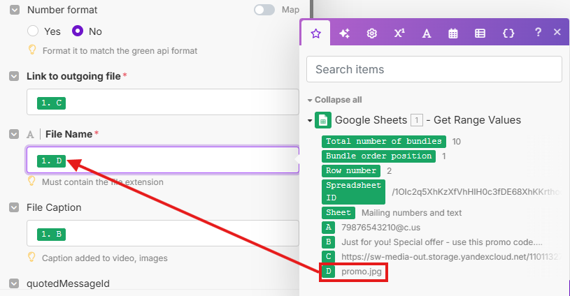 Select the column with the file name