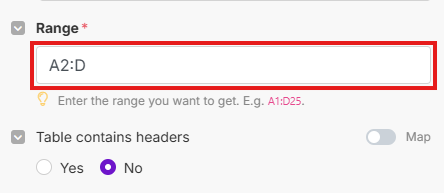 Select Range for Table with Links