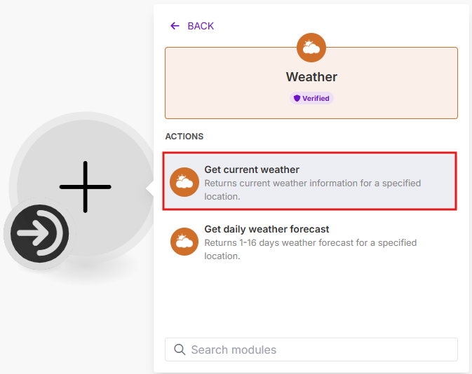 Image with filled Weather module