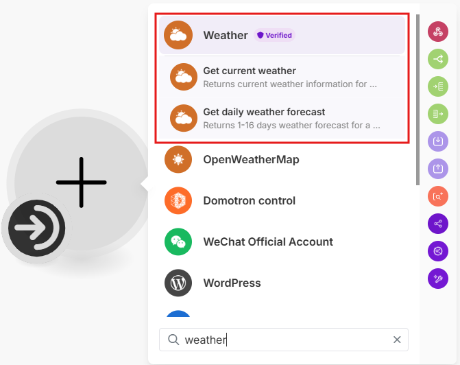 Image with filled Weather module