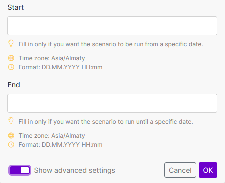 Image with additional fields in schedule settings