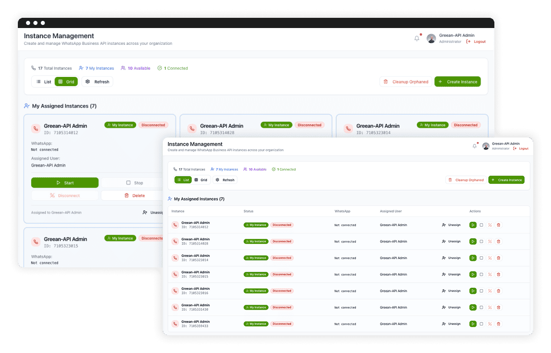 WhatsApp Instance Management image